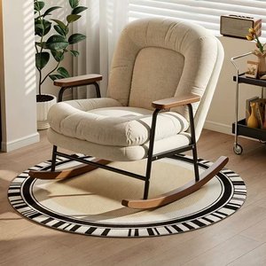 Poltrona a dondolo per adulti in stile retrò con cuscino morbido in tessuto, multifunzionale e reclinabile per il riposo, nuova poltrona relax casual e confortevole - Product Image 2