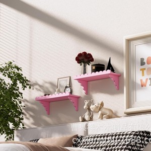Pink Wooden Wall <b>Shelf</b> Rectangle Floating <b>Shelf</b> With Wooden Support For <b>Bedroom</b> Living Room Decor - Product Image 3