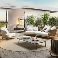 Canapé de jardin en teck, mobilier d'extérieur, canapé en forme de L, mobilier de jardin de luxe, mobilier de patio, canapé italien en bois