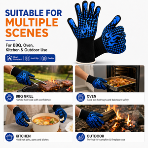Gants de barbecue résistants à la chaleur en gros, gants de cuisson antidérapants en silicone pour four et cuisson - Product Image 1