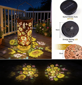 Lámpara Colgante Solar Impermeable de Hierro con Diseño Floral, Proyector de Sombra, Luz LED Cálida Blanca, Decoración de Jardín, Iluminación para Patio Trasero - Product Image 5
