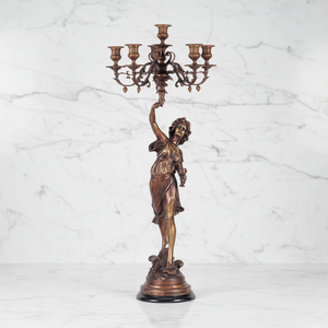 Une pièce de candélabre <span class=keywords><strong>en</strong></span> laiton <span class=keywords><strong>doré</strong></span> à l'or fin de style europé<span class=keywords><strong>en</strong></span>, à 5 bras, avec figurines de nymphes, pour la décoration intérieure et la religion - Product Image 4
