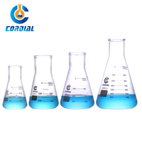 CORDIAL 50-2000ml Flask Kerucut/Erlenmeyer Mulut Lebar/Sempit dengan Tutup Sekrup/Stopper untuk Penggunaan Laboratorium