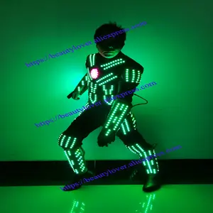 एलईडी रोबोट कॉस्टयूम कप्तान कवच भविष्य प्रौद्योगिकी चरण नृत्य कपड़े प्रकाश अमेरिका