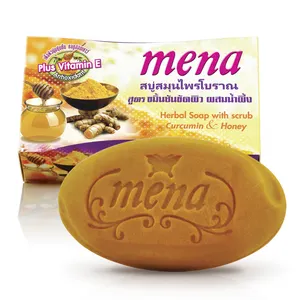 Mena Herbal Soap With Scrub Curcumin & Honey Exfoliates And Dead Skin Cells Sloughed Away Fine Honey Vitamin E Treat