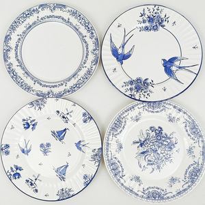 Vajilla de Porcelana Azul y Blanca Estilo Chino DAMAI con Flores, Barcos y Pájaros, Artículos para Fiestas, Platos, Vasos y Servilletas de Papel - Product Image 5