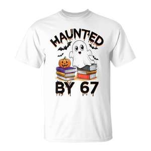 Haunted By 67 Ghost Pumpkin - Camiseta de Halloween para profesores - Product Image 1