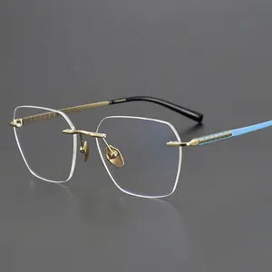 Traditional Ladies Rimless Glasses Titanium Buy Eyeglass Frames Myopia Spectacles Optical Frames Dongguan