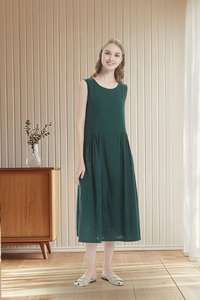 Cotton Linen <b>Dress</b> <b>With</b> <b>Pockets</b> Sleeveless Summer Midi <b>Dress</b> Wholesale Manufacturer - Product Image 5