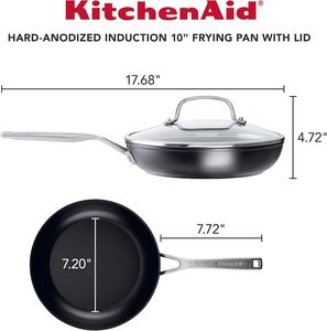 Poêle à frire/convoyeur <span class=keywords><strong>KitchenAid</strong></span> en aluminium anodisé dur, compatible induction, antiadhésive, avec couvercle, 10 pouces, noir mat, passe au lave-vaisselle - Product Image 2