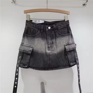 Women's 2026 Summer New Workwear Denim Skirt High Waist Slim <b>Sweet</b> Spicy A-line <b>Wrapped</b> Hip Short Skirt - Product Image 3