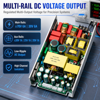 Alimentation à découpage (SMPS) à cadre ouvert multi-rails de type U, régulée, ±70V 6A, 30V 6A, 25V 1A, 20V 1A, industrielle, OEM, vente en gros, ODM
