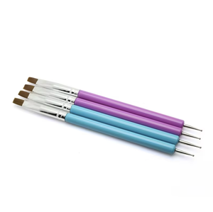 Pinceau à ongles en acrylique à double extrémité avec manche en bois, poils ovales en nylon, outil de peinture pour gel UV, pour manucure - Product Image 1