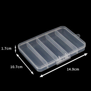 Boîte de rangement transparente à 5 compartiments pour matériel de pêche, 14.9x10.7x1.7cm, boîte de rangement en plastique pour leurres, bijoux, pièces de médicaments - Product Image 1