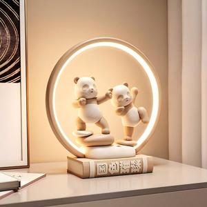 Lámpara LED Decorativa de Resina con Diseño de <span class=keywords><strong>Panda</strong></span> Pintado a Mano, Ecológica, con Función Táctil y Regulable, Recargable por USB, en Oferta - Product Image 6