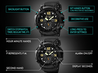 VVS Montre Analogique Homme Outdoor Grand Cadran Aiguilles Lumineuses Étanche Électronique OEM Logo Personnalisé Bas MOQ