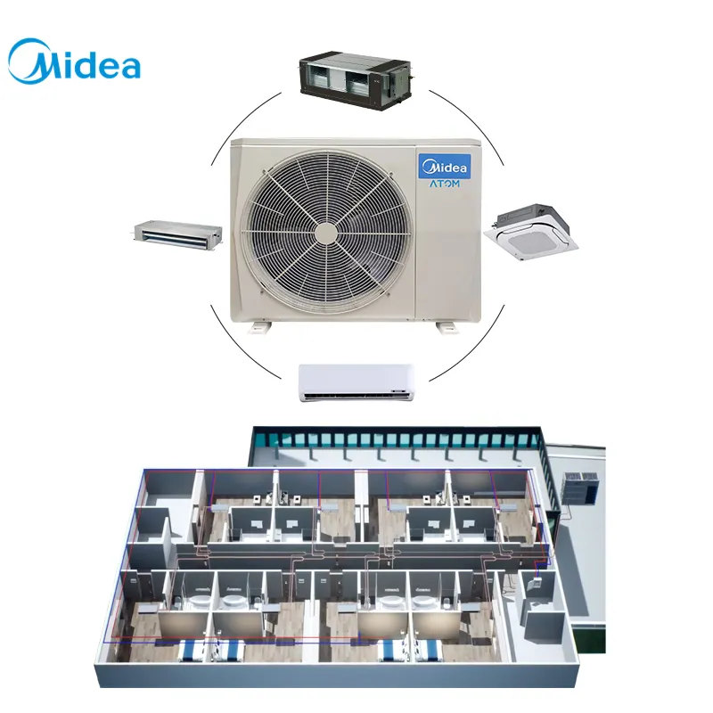 Midea nuevo comercial residencial 60kbtu 18kw aire acondicionado unidad interior y exterior mini VRF/VRV aire acondicionado