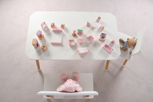 Ensemble de meubles en bois <span class=keywords><strong>blanc</strong></span> de haute qualité pour enfants, Tables de lecture et chaises pour l'apprentissage - Product Image 5