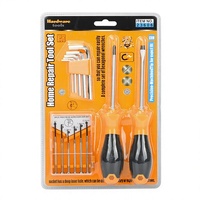 Ensemble d'outils en acier au carbone en stock pour la réparation domestique, emballé sous blister, incluant tournevis et marteau