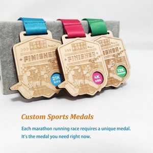 Fabricante de Medallas, Medallas de Madera de Bambú al por Mayor, Grabado e Impresión a Color, Medalla de Finalista de Maratón, Medallas de Madera Personalizadas - Product Image 2