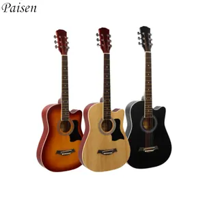 38インチ木製フォークアコースティックギター Suppliers-Paisen高品質38インチスプルースシングルボードアコースティックギター6弦フォークギター初心者向け学生ギフト