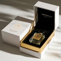 Boîte cadeau de luxe noire magnétique pour parfum, encre de soja biodégradable, réutilisable avec insert en éponge FSC pour emballage de flacon cosmétique