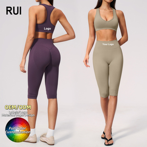RUIQUWIN OEM Wholesale Women's Yoga Sportswear Breathable Gym Suit Elastic Waist Sportswear Fitness Yoga <b>Bra</b> Set - Product Image 1
