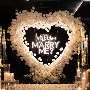 Arco de flores en forma de corazón rojo para bodas, modelo Y-HFA139, muy vendido, arco de rosas en forma de corazón, arco de flores artificiales en forma de corazón de seda para decoración. - Product Image 4