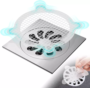 ที่ดักขนแบบใช้แล้วทิ้งมีกาวในตัวป้องกันท่อระบายน้ำดีไซน์ตาข่ายสีขาวสำหรับอ่างล้างจาน/อ่าง B2B โรงงาน - Product Image 1