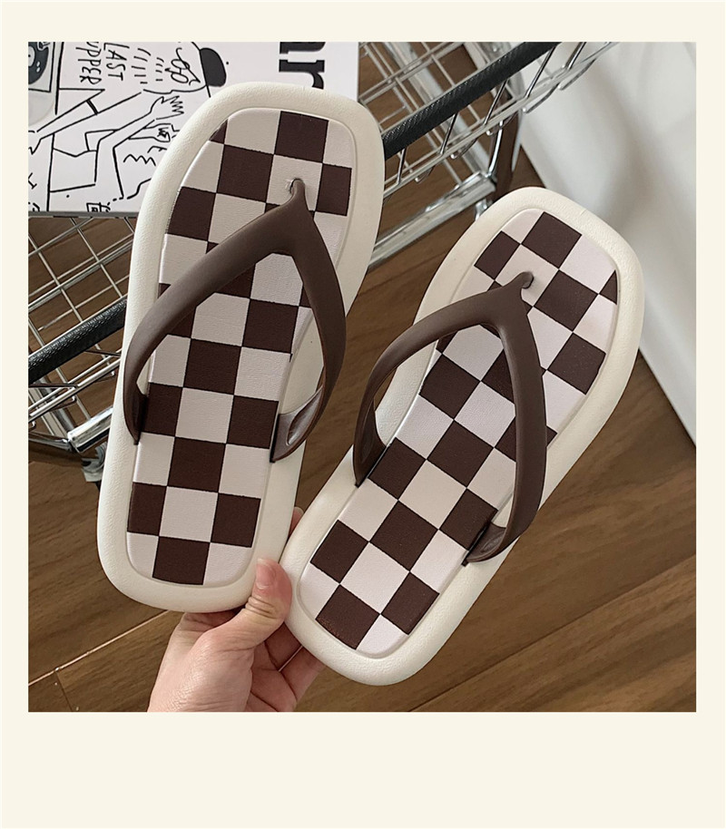 Custom Printed Flip Flops Checkerboard EVA PE Flip-flops Slippers for Mens Women