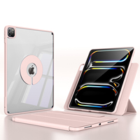 Étui de protection transparent rotatif détachable avec porte-crayon en cuir PU à trois volets pour iPad Pro 11 pouces étui M4 2024 5th Gen Case