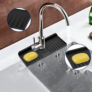 Hotsale Kitchen Bathroom Silicone Sink Faucet Drain Mat Foldable Water Catcher Mat Silicone Sink Faucet Splash Guard Absorben