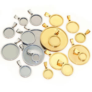 10-20 25 30 <span class=keywords><strong>35</strong></span> 40mm taille intérieure ne se décolore jamais en acier inoxydable pendentif Cabochon Base camée blanc réglage breloque plateau pour bijoux à bricoler soi-même - Product Image 1