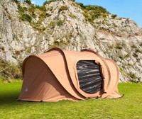 Tente de camping pop-up en toile, abri cabane, installation rapide, tente extérieure pour 3-4 personnes, pour le camping, la plage, la randonnée