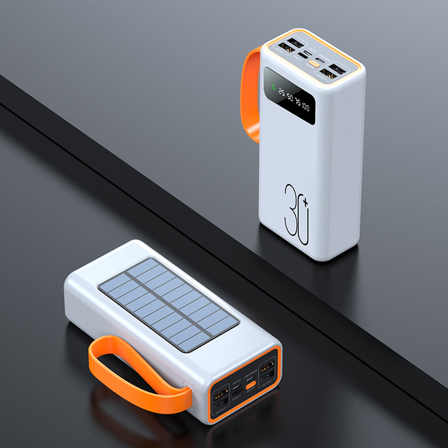 30000mAh 50000mAh Solar Power Bank Built in Four USB Charging Ports with Lights and Solar Charging for Outdoor Camping Charging