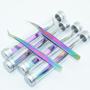 Pinzas de colores, pinzas de acero inoxidable con diseño de pluma dorada, pinzas con forma de delfín, pinzas para práctica de extensión de pestañas, pinzas para cejas - Product Image 5