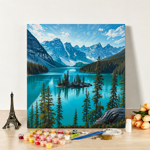Pintura por Números + Lago de Montaña + Montañas Rocosas Canadienses + Kit de Pintura DIY + Decoración de Pared para el Hogar + Lienzo Acrílico + Adultos - Product Image 1