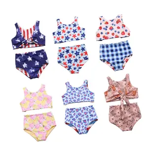 Custom Girls two Pieces comfortable fabric cloth prints Bikini Swim Wear Summer Kids Baby Swimsuit children's Beach