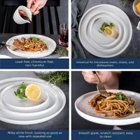 Assiette plate en céramique blanche de style européen créatif, assiette à steak, vaisselle de restaurant occidental pour hôtels, assiette à gâteau et à pizza, compatible lave-vaisselle