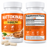 Capsules de Nattokinase 2000 FU 100mg, 60 unités, Nutrition Alimentaire Équilibrée, Vente en Gros, OEM/ODM, Marque Privée, Capsules de Nattokinase