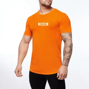 男性用プレミアムプリントカスタムTシャツスリムフィットランニングスポーツTシャツ