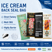 Sachet d'emballage alimentaire à haute barrière pour crème glacée et bâtonnets glacés, scellé au dos, impression personnalisée, fourni directement par l'usine