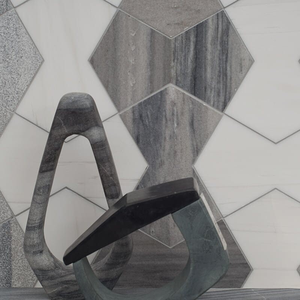 Mosaico de Mármol Multifinishing Cravat Snow White y Skyline Stone Waterjet Bowtie para Revestimiento de Baños de Lujo - Product Image 6
