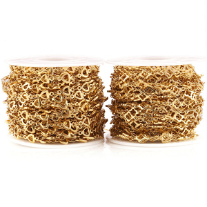 Cadena de acero inoxidable con diseño calado en forma de corazón, chapada en oro de 18k, para la fabricación de collares, material para joyería DIY. - Product Image 4