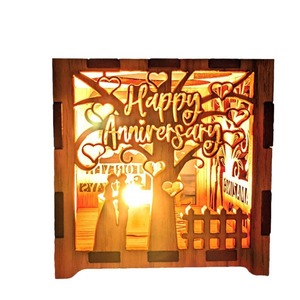 กล่องโคมไฟไม้ใส่เทียนของตกแต่งครบรอบคู่รักเชิงเทียนที่ระลึกวันครบรอบ - Product Image 5