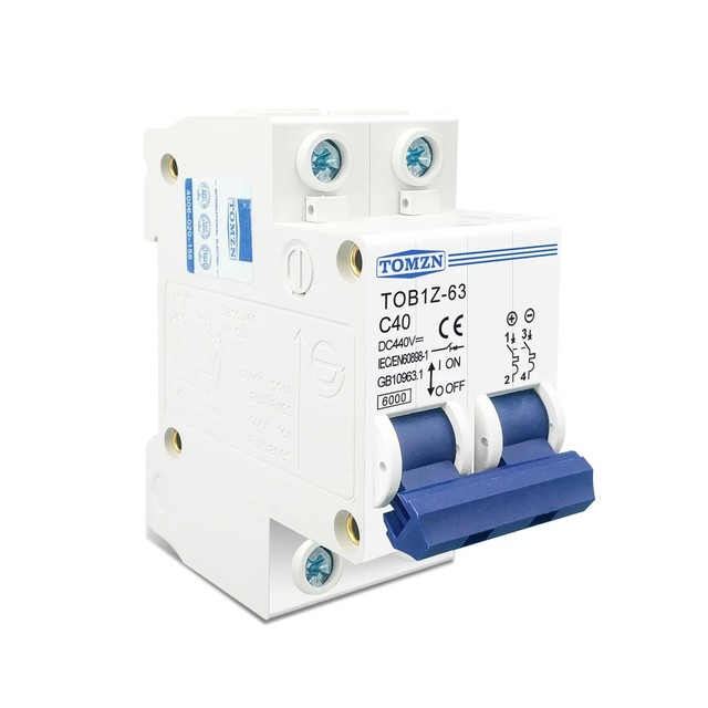 TOMZN 2P 25A DC 440V  Circuit Breaker MCB C Curve MCB