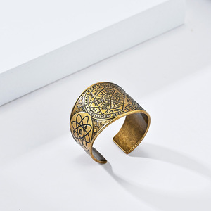 Punk Retro titanio Acero inoxidable Solomon <span class=keywords><strong>Kabala</strong></span> misterio siete estrellas corre anillos de tamaño ajustable para hombres joyería de roca - Product Image 5