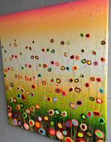 Peint à la main cercle acrylique toile peinture décor moderne abstrait couteau Texture peinture à l'huile mur Art fleur paysage photo