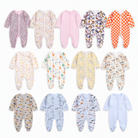 Pijama de bebé con estampado de camión de construcción, pelele de algodón de manga larga para recién nacido, con broches frontales, 0-12 meses