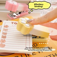 Agrafeuse manuelle mini couleur dégradée macaron, facile à utiliser, format griffe de chat, fournitures de reliure portables pour étudiants et usage de bureau
